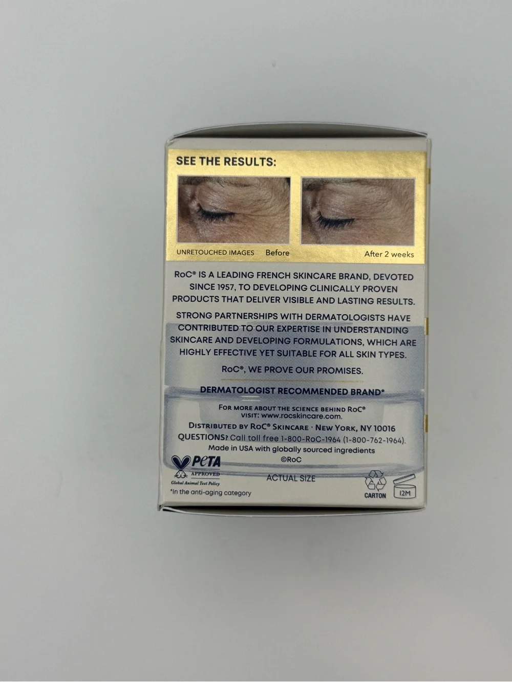 RoC Derm Correxion Dual Eye Cream Retinol & Peptides 2-in-1 Eye Treatment NEW